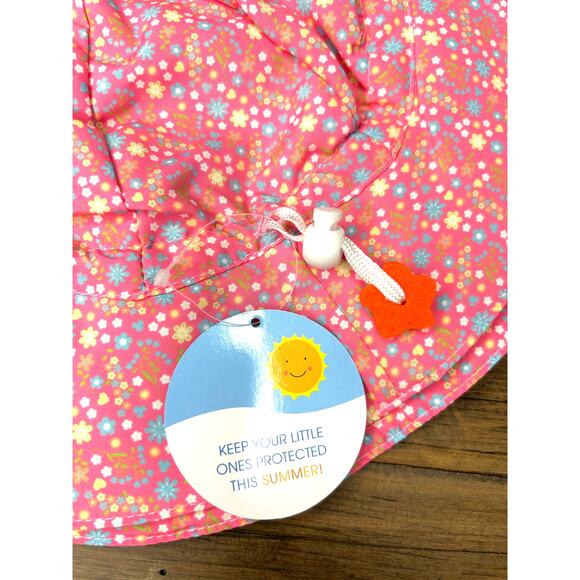 LOT of 2 Kids Flower Bucket Sun Protection Hat UPF/UV 50+ Adjustable Drawstring - Picture 6 of 9